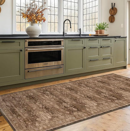 Brown Boho Washable 2x7 Runner Rugs - Image 3