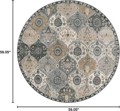 Lahome Moroccan Washable Round Rug 5ft, Soft Circle Rug - Image 2