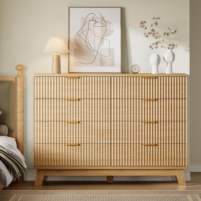 BORNOON 53" Tall Dresser for Bedroom, 8-Drawer Fluted Chest of Drawers - Image 4