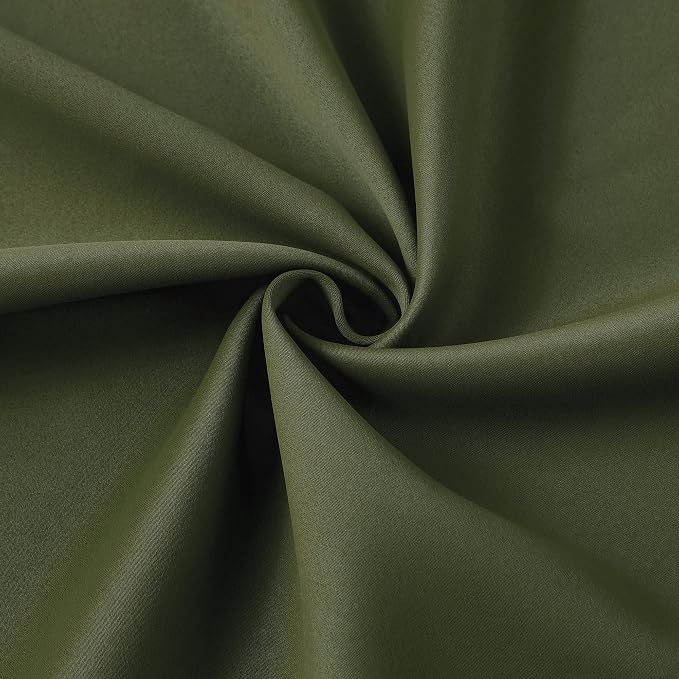 Olive Green Curtains Pinch Pleat wtih Hooks, Block Out Sound Reducing Light - Image 7