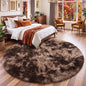 Amdrebio Brown Tan Round Fluffy Kids Area Rug 5Ft by Amdrebio