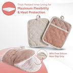 Casa Platino Cute Oven Mitts & Pot Holders, 4-Piece – Oven Mitts Heat Resistant for Grilling & Baking, Pot Holder for Hot Cookware & Microwave – Withstands Up to 500°F, Non-Slip – Canyon Rose