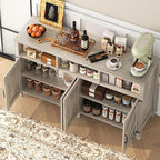 Buffet Cabinet with Storage Farmhouse with 4 Doors, 55'' Large Kitchen Storage Cabinet Wood Coffee Bar Buffet Sideboard for Kitchen, Dining Room, Entryway
