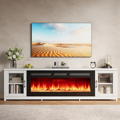 MXV 80" Fireplace TV Stand, Modern Entertainment Center - Image 6