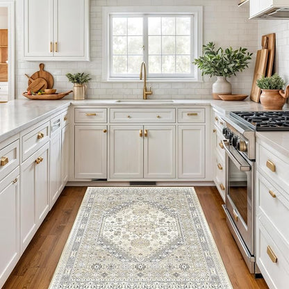 3x5 Washable Area Rug for Entryway Non Slip Kitchen Rugs, Floral Soft Living - Image 4