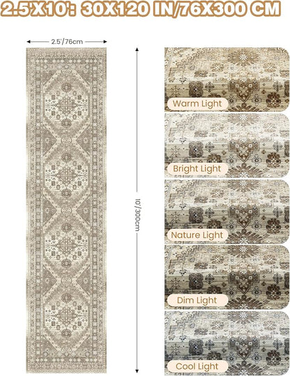 2.5x10 Kitchen Runner Rug Non Slip Vintage Washable Rugs, Carpet Runner - Image 2