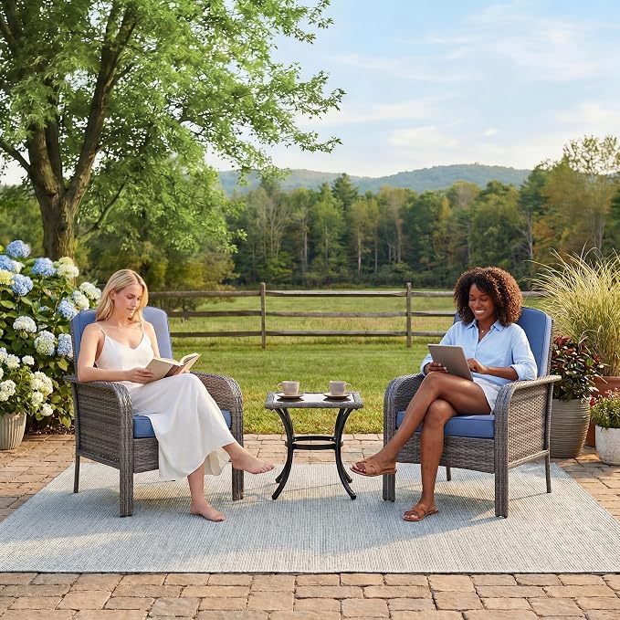 Garvee 2 Pieces Patio Furniture Set, Outdoor Wicker Chairs of 2, All Weather - Image 6