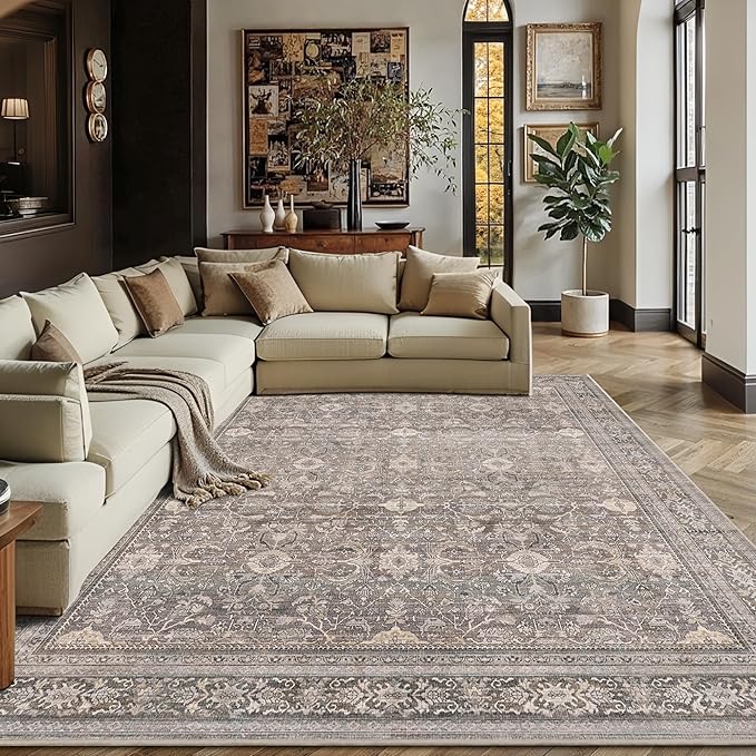 Schweek 9x12 Washable Area Rug Neutral Large Rugs by Schweek
