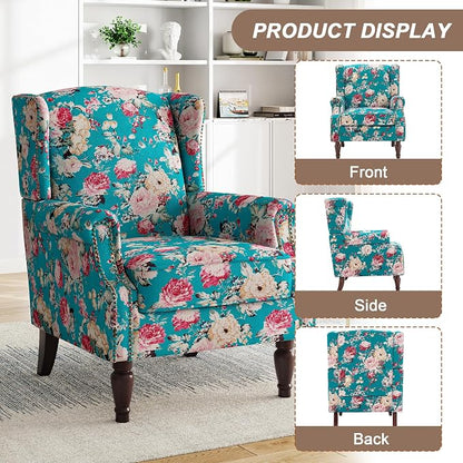 Pia Ricco High Back Floral Accent Chair - Image 3