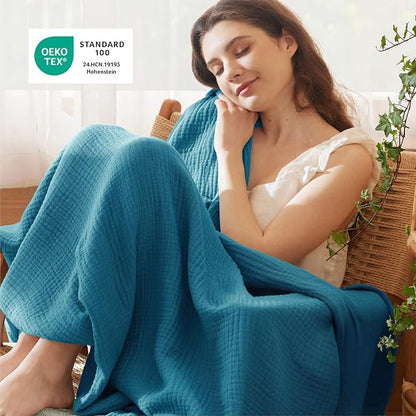 Bedsure 100% Cotton Muslin Throw Blanket Large 50x70 Inches - Image 4