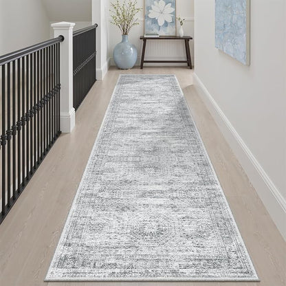 Soalmost Runner Rug 2x8 Washable Non-Slip Hallway Kitchen Runners Grey | Stain - Image 3