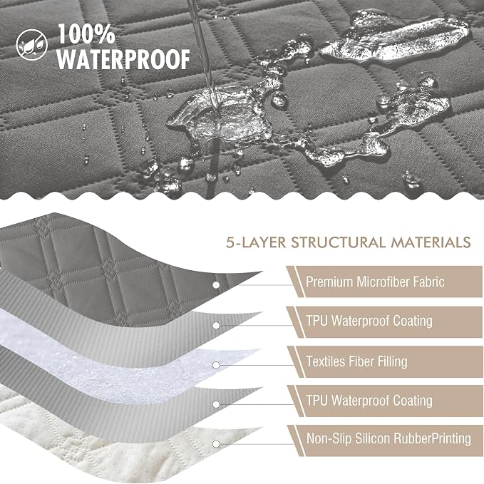 Genina Waterproof Couch Cover, Washable Anti-Slip 78inch Sofa Covers - Image 5