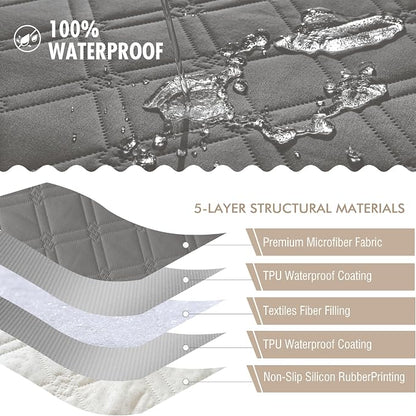 Genina Waterproof Couch Cover, Washable Anti-Slip 78inch Sofa Covers - Image 5