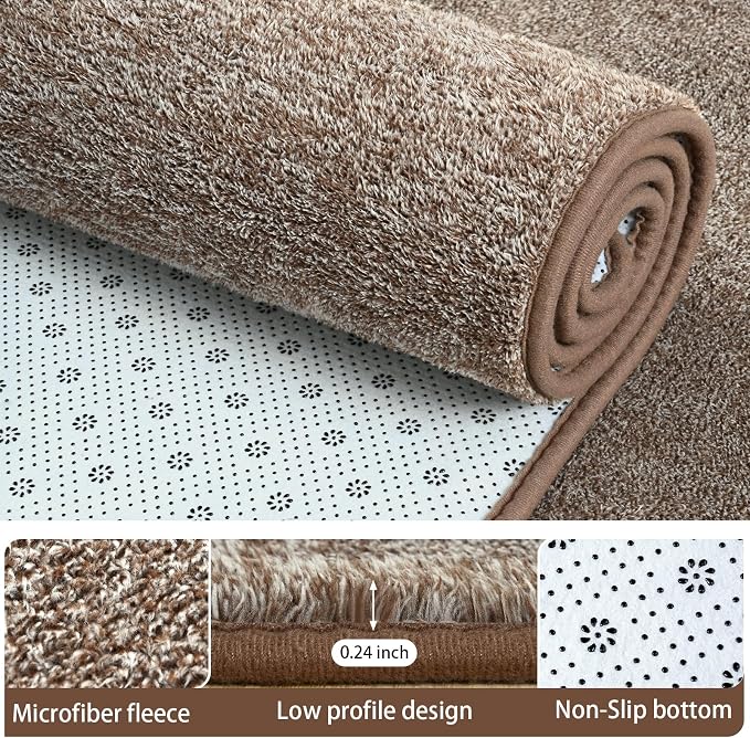 2x10 Runner Rug for Hallway, Long Runner Rugs Non Slip, Matte Brown | Soft - Image 2