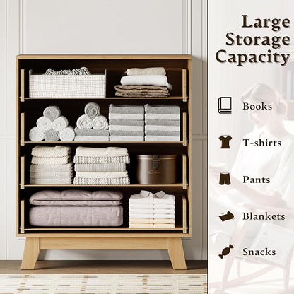 BORNOON 39" Tall Dresser for Bedroom, 4-Drawer Fluted Chest of Drawers - Image 4