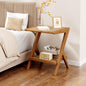 Aklaus Rattan Side Table Boho Small end Table mid Century Living Room Wooden by AKLAUSHomeFurniture