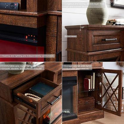 OKD 3-Sided Glass Farmhouse Fireplace TV Stand - Image 7