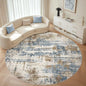 LOONGRUG Round Rug 8x8 Washable Large Neutral Modern Circle Rugs Blue Tan | by LOONGRUG
