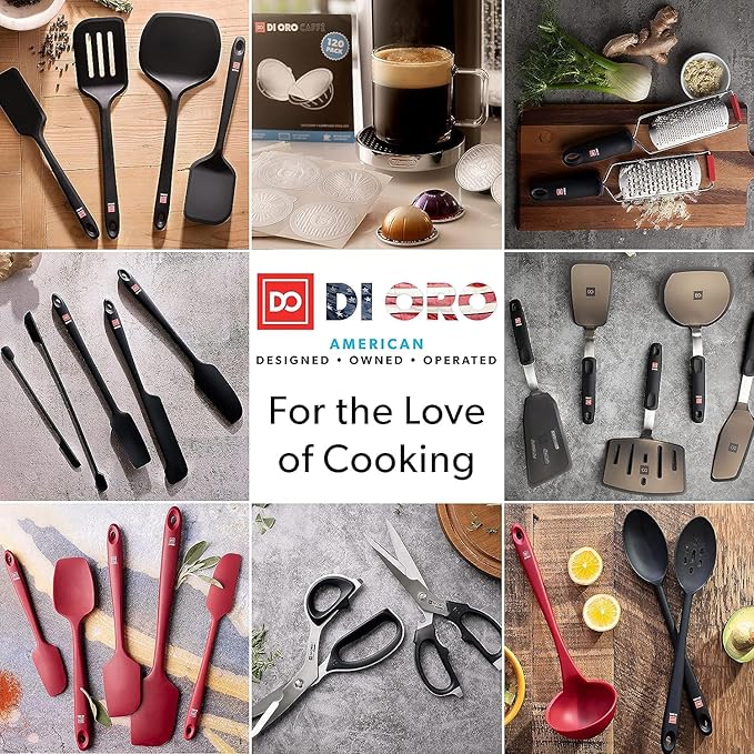 DI ORO Seamless Series Pro 14 Inch Extra Large Silicone Spatula - 600°F Heat-Resistant Rubber Spatula - Great for Baking, Cooking, and Scraping - BPA Free and LFGB Certified Food Safe Silicone (Black)