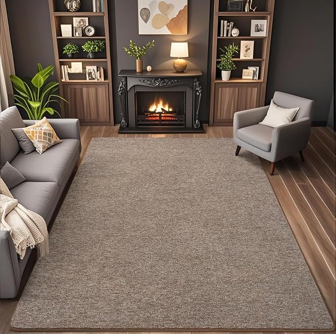4x6 Area Rugs for Living Room Non Slip Dorm Bedroom Rug, Matte Brown | Modern - Image 2