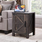 OKD Nightstand with Charging Station, 18 Inch Farmhouse End Table with Barn by OKD