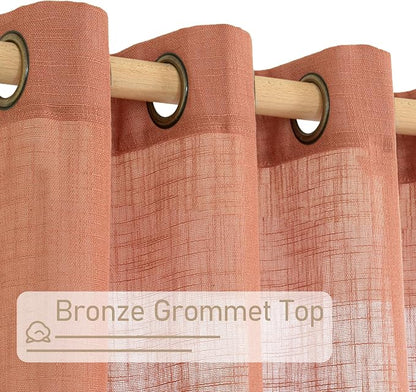 Terracotta Linen Sheer Curtains 90 inch - Image 4