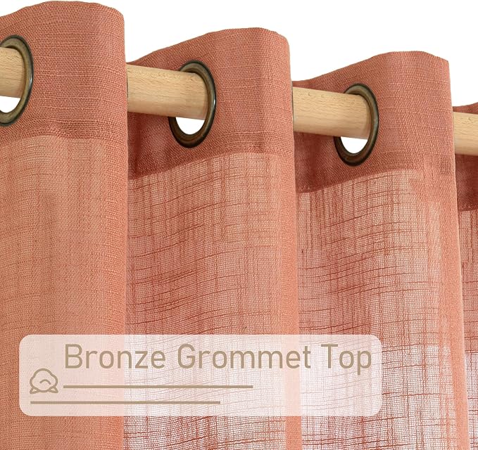 Linen Sheer Curtains 95 inch for Living Room, Soft Thick Light Filtering Boho - Image 4