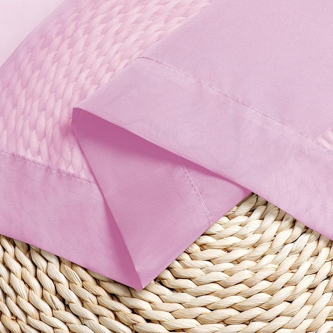 Chyhomenyc Pink Sheer Curtains 45 Inch Long 2 Panels, Light Filtering Rod - Image 7