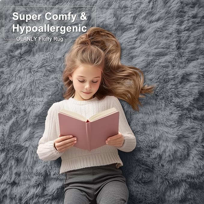 OLANLY 5x5 Area Rugs for Living Room Bedroom, Machine Washable Soft Fluffy - Image 6