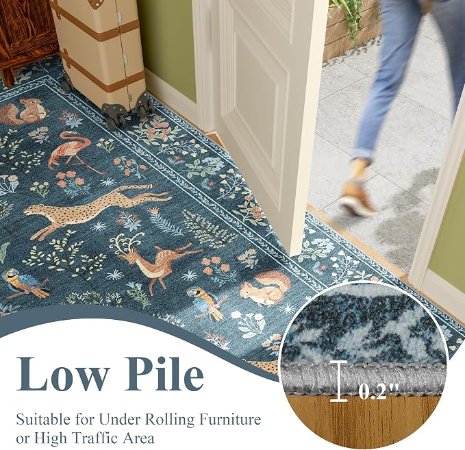 DUKINO 4x6 Area Rug, Non Slip Animal Washable Rug - Image 7
