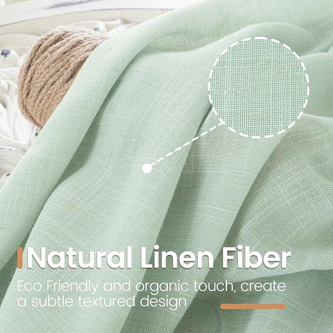 BGment Light Green Linen Curtains 45 Inch Length - Image 3