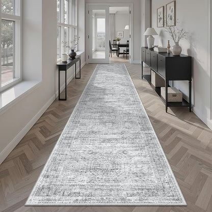 Soalmost Runner Rug 2x10 Washable Non-Slip Hallway Kitchen Runners Grey | Stain - Image 3