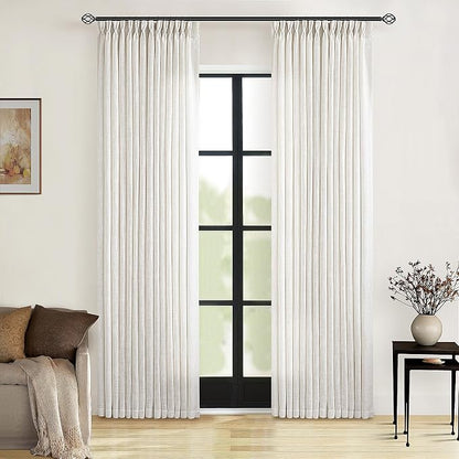 Cream Ivory Linen Curtains 80 Inches Long 2 Panels Pinch Pleated Natural | by Twodrapes