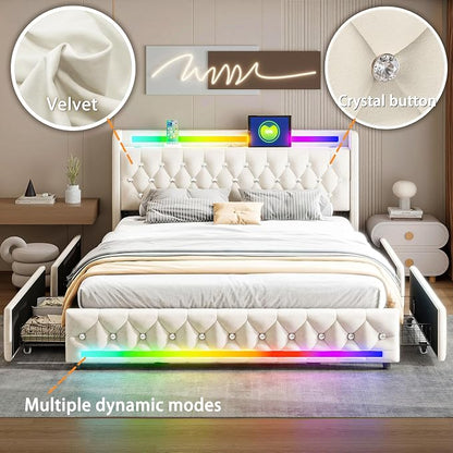 Music Player Full Bed with Bluetooth Speakers, USB&Type C Charging Ports - Image 9