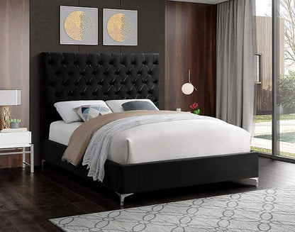Meridian Furniture Cruz Collection Modern | Contemporary Velvet Upholstered Bed - Image 2
