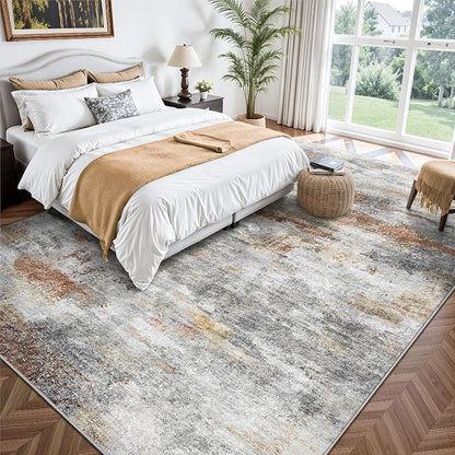 8x10 Area Rugs, Abstract Morden Soft Washable Rug, Non-Slip Low Pile Rugs - Image 3