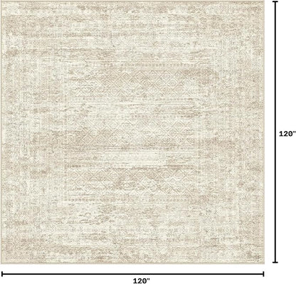 UERMEI Square Area Rugs : Washable 10x10 Neutral Modern Abstract Carpet - Image 2