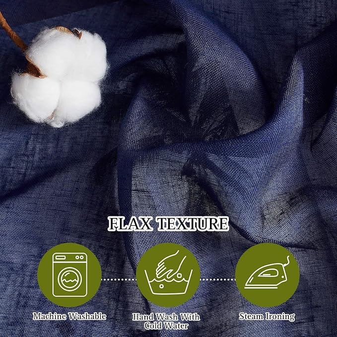 NICETOWN Linen Textured Sheer Bedroom Window Curtains, Grommet Semitransparent - Image 4