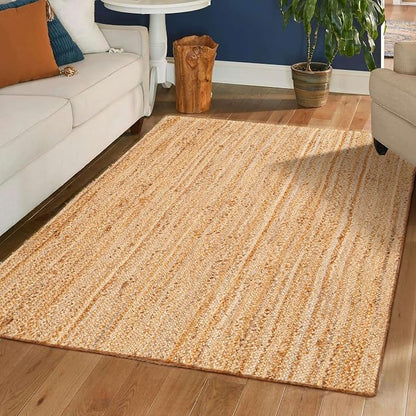 Hausattire Jute Braided Area Rug, 4x6 ft | 100% natural jute, hand woven by Hausattire