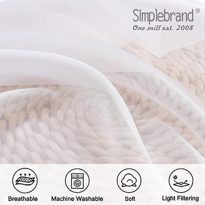 Simplebrand Sheer White Curtains 120 Inches Long, Extra Long Rod Pocket Solid - Image 6