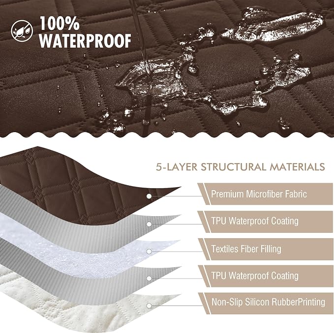 Genina Waterproof Couch Cover, Washable Anti-Slip 67 inch Sofa Covers - Image 5