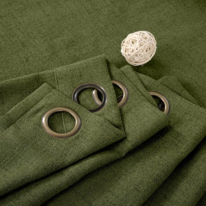 YoungsTex Olive Green Linen Curtains 63 Inch Length - Image 9