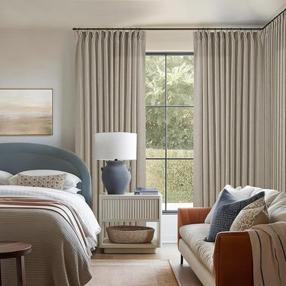 Burlywood Birch 90 Inches Long 70 Inch Wide Linen Curtains Pinch Pleated | - Image 7