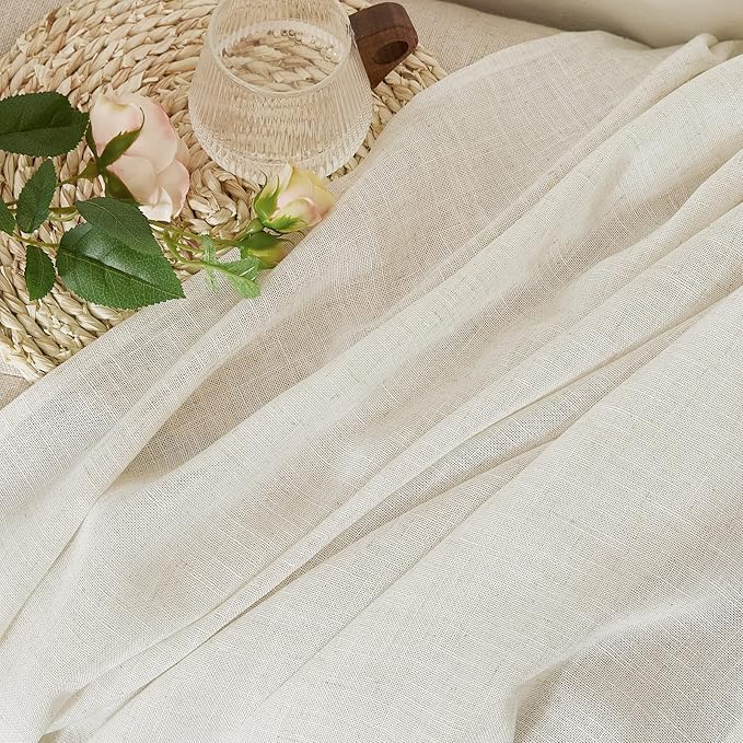 NICETOWN Natural Linen Kitchen Curtains 24 inches Long, Rod Pocket & Back Tab - Image 6