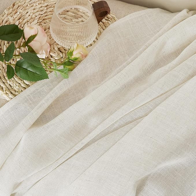 NICETOWN Flax Linen Curtains for Sliding Glass Door, W100 Inch Grommet Linen - Image 6