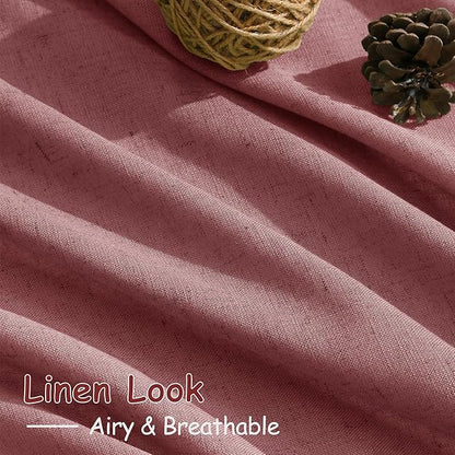 Canyon Rose Linen Curtains 84 Inch Length 2 Panels Set - Image 5