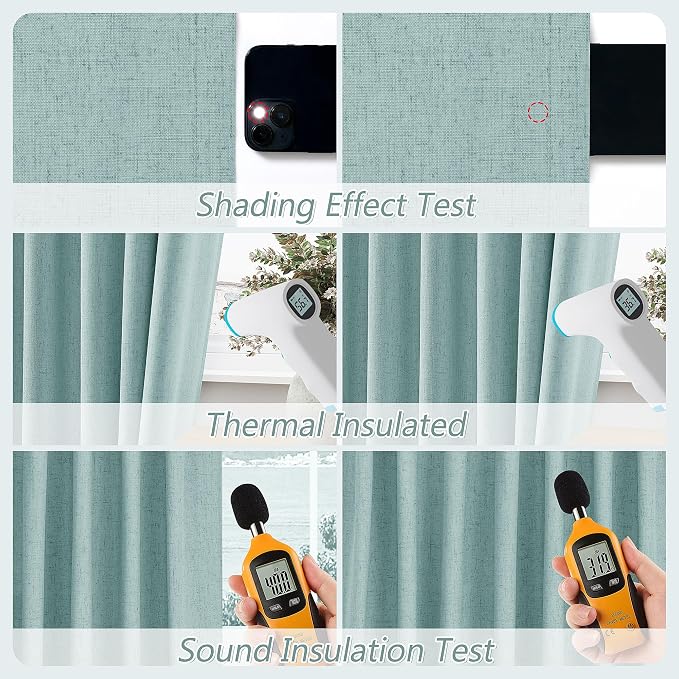 100% Blackout Linen Curtains 80 Inch Length 2 Panels Set - Image 5