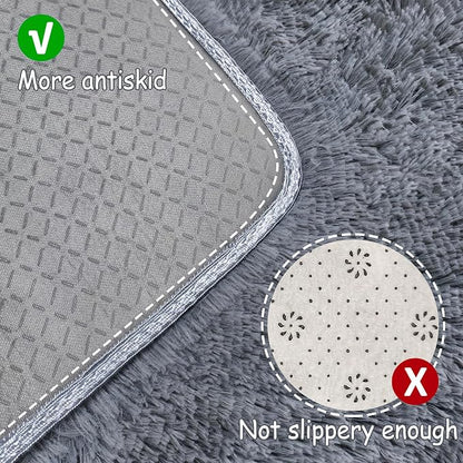 2x6 Bedside Area Rugs for Bedroom Soft Fluffy Shag Grey Rug for Hallway - Image 4