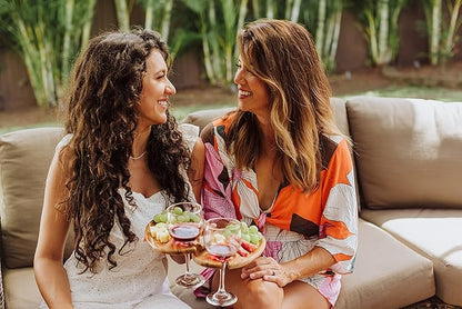 PICNIC TIME Wine Appetizer Plates, Set of 4 Wooden Cocktail Plates with Glass Holder, Mini Charcuterie Boards for Wine and Cheese Parties, Acacia Cheese Board Serving Trays (Oval - Acacia Wood)