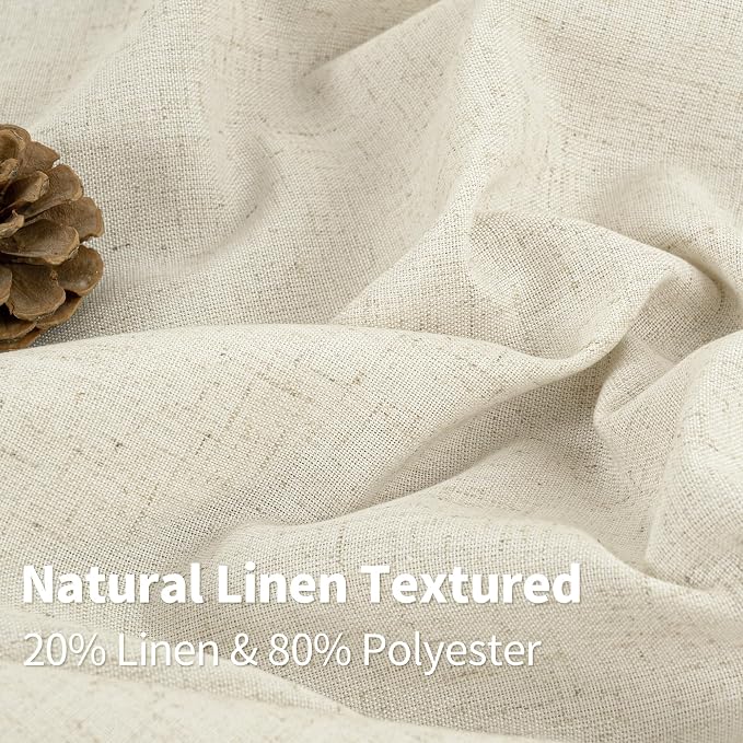 YoungsTex Beige Linen Curtains 84 Inches Length 2 Panels - Image 3